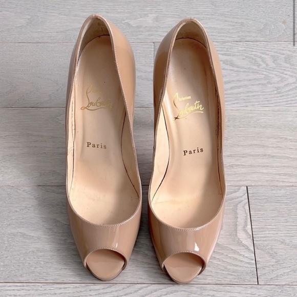CHRISTIAN Louboutin peep toe very price 120nude heels - Picture 4 of 10